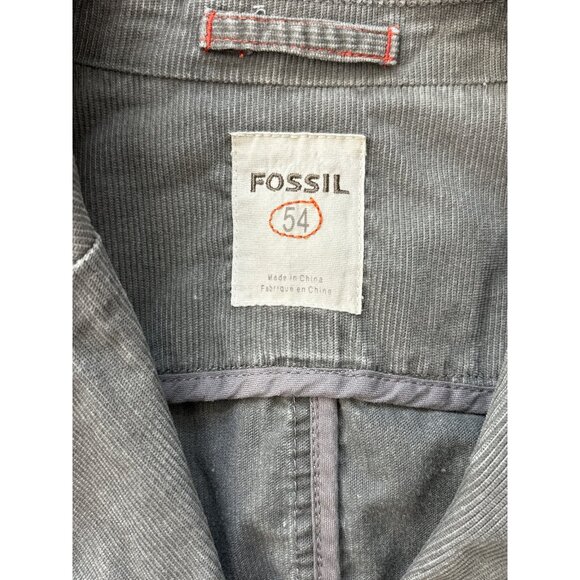 Fossil Blazer Mens 54 Gray Corduroy Casual Workwear Chore Jacket Cotton - Picture 3 of 8
